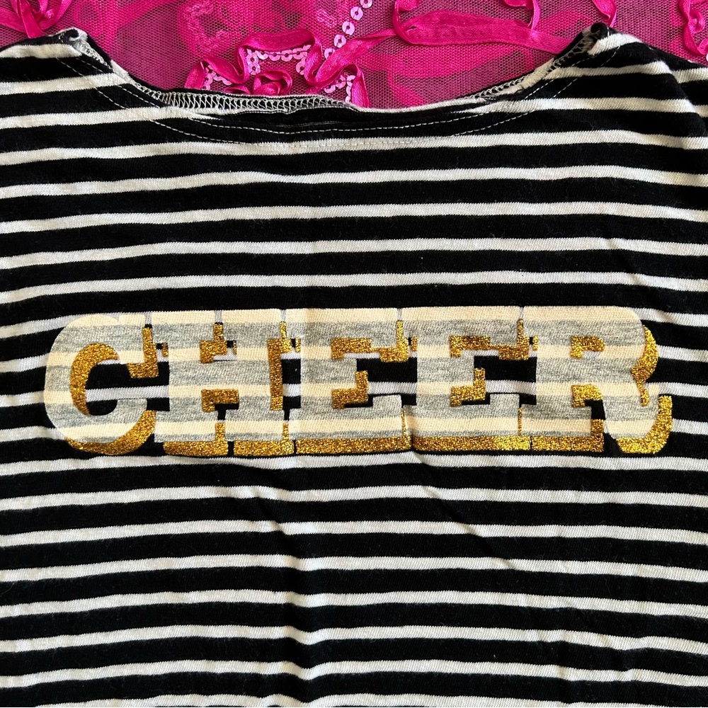 crewcuts black and white striped cheer long sleeve tshirt - Picture 2 of 9